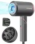 LOVEPS Hair Dryer with Diffuser, 1800W Lonic Blow Dryer, Foldable Handle Travel Hair Dryer, Constant Temperature Hair Care Without Hair Damage