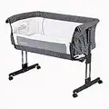 Mika Micky Baby Bassinet Bedside Sleeper Bedside Crib Easy Folding Portable Crib All mesh 2022 New,Grey