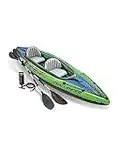 INTEX 68306EP Challenger K2 Inflatable Kayak Set: Includes Deluxe 86in Aluminum Oars and High-Output Pump – Adjustable Seat with Backrest – Removable Skeg – 2-Person – 400lb Weight Capacity