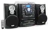 Jensen All-in-One Hi-Fi Stereo CD Player Turntable & Digital AM/FM Radio Tuner Tape Cassette Player Mega Bass Reflex Stereo Sound System