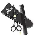 Kutting Edge - Hair Cutting Scissors 6.0" Hairdresser Shears - Professional Barber Hairdressing Trimming Scissor kit Black with Comb for Salon & Home Use