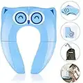 Gimars Foldable Potty Toilet Training Seat for Baby/Children Upgrade Portable Travel Baby Toilet Training Seat with 6 Antislip Silicone Pads & Carry Bag (Blue)