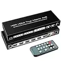 FERRISA 8K 4X2 HDMI Matrix 4 in 2 Out HDMI 2.1 Matrix HDMI Video Switcher Splitter +Optical & L/R Audio Output,Support 4K 120Hz,HDR10 HDCP2.3 Dolby Vision Atmos SPDIF 5.1CH ARC CEC with IR Remote