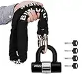 BIGLUFU antivol moto chaîne de vélo cadenas antivol de chaîne sécurité cadenas moto résistant antivol poids lourd 10mm, pour vélos, motos, générateur, scooter (100cm chaîne avec une serrure en u)