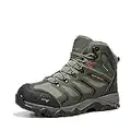 NORTIV 8 Men's Ankle High Waterproof Hiking Boots Backpacking Trekking Trails Shoes 160448_M Olive Green Black Orange Size 14 US/ 13 UK