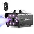 Máquina de Humo, TOGAVE Máquina de Niebla con 8 Luces LED y 13 Efectos de Iluminación de Colores, 500W Máquina Humo portátil con mando a distancia Decoración para Halloween, Navidad, Fiesta, Boda