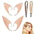 ZoomSky Elfenohren Set, 2 Paar Fantasy Latex Elf Ohren mit 2er Haarband Hobbit Spitzohren zum Aufstecken für Halloween Cosplay Karneval Party Fasching Kostüm