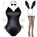 AiMiNa Womens Bunny Girl Senpai Cosplay Anime Role Costume One Piece Bodysuit Removable Padded with stockings set(XL)