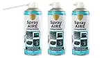 3 x Spray Aire Comprimido 400ml para la Limpieza Ideal para Teclados, Ordenadores Impresoras y otros Equipos Eléctricos Eliminación de Polvo