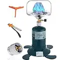 Camping Stove Propane Burner Propane Stove Butane Stove Dual Fuel Portable Gas Stove Propane Camp Stove 10000 BTU with 16 OZ Tank Base Isobutane Canister Base ( Fuel canister not included)