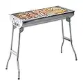 Outsunny 29" Portable Charcoal BBQ Grill Folding Stainless Steel Outdoor Barbecue Smoker Camping Backyard Cooking