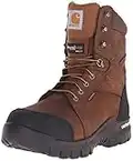 Carhartt mens 8" Rugged Flex Insulated Waterproof Breathable Safety Toe Leather Work Boot Cmf8389 Construction Shoe, Brown, 9.5 US