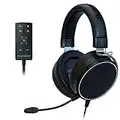 Black Shark Cascos Gaming para PC, PS4, PS5, Switch, Sonido Espacial Envolvente 7.1, Micrófono con Reducción de Ruido Desmontable, Auriculares Gaming con Conector Audio 3,5 mm y Tarjeta de Sonido USB