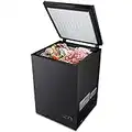 Kismile Chest Freezer Free Standing Top Door, Compact Chest Freezer with Removable Basket for Indoor Use (Black, 3.5 Cu.ft)