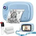 Misilmp Cámara Instantánea, 3,5" Videocámara de 12MP 1080P, Fotos Infantil con Papel de Impresión y Tarjeta SD de 32GB, Impresión Digital, Regalos Niña 3 a 14 Años (Azul)