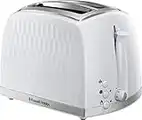 Russell Hobbs 26060 2 Slice Toaster - Contemporary Honeycomb Design with Extra Wide Slots and High Lift Feature, White