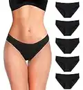 YADIFEN Womens Underwear Cotton Knickers Low Rise Stretchy Panties Full Bikini Briefs Hipster Pants Ladies Black Knickers Multipack