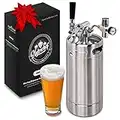 NutriChef Pressurized Growler Tap System - Stainless Steel Mini Keg Dispenser Portable Kegerator Kit - Co2 Pressure Regulator Keeps Carbonation for Craft Beer, Draft and Homebrew - PKBRTP100.5 (128oz)