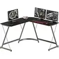 SHW Gaming Desk L-Shaped Office Computer Corner Table, Espresso