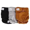 Avont [3 Pack] Washable Female Dog Diapers, Premium Reusable Highly Absorbent Doggie Diapers Wraps Durable Dog Diaper Cover -Black/Brown/Grey