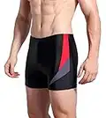 WHCREAT Mens Swimming Trunks Sports Swim Wear Boardshorts UV Protection Chlorine Resistant Redgery , Redgrey, L