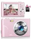 Digital Camera, Zostuic 48MP Autofocus Kids Camera with 32GB Card 1080P Video Camera with 16X Zoom, Compact Portable Small Cameras Christmas Birthday Gift for Children Kid Teen Student Girl Boy(Pink)
