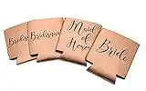 Miamica Women's Bridal Party Drink Sleeves Or Can Coolers, 4 Piece, Rose Gold