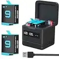 TOMSHEIR 2000mAh Hero 11/10/9 Battery 2-Pack and 3-Channel USB Charger with High Speed Micro SD Card Reader Function (Fully Compatible with Gopro Hero 11 Gopro Hero 10 Gopro Hero 9 Black Official)