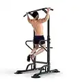 DlandHome Power Tower Groß verstellbar multifunktionale Kraftstation Fitness Krafttraining Dip-Stationen Klimmzugstange, Kraftturm, für Zuhause mit Klimmzugstange, Liegestützgriffe Höhe 155~230 CM