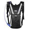 KUYOU Hydration Backpack, Hydration Pack Water Backpack Vest with Water Bladder 2L Adjustable Lightweight Water Bag Hiking Cycling Rucksack Climbing Camping Running Bag for Men & Women (Black-A)