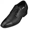 CALTO Men's Invisible Height Increasing Elevator Shoes - Black Premium Leather Lace-up Formal Oxfords - 3.2 Inches Taller - Y40552 - Size 8 D(M) US