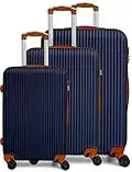 CALDARIUS Suitcase Set | Hard Shell Suitcase | Lightweight | with Combination Lock | 4 Dual Spinner Wheels | Travel Bag, Luggage Sets, (3 Piece Full Set) (Blue)