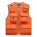 TieNew Hommes Gilet de Pêche en Maille Multi-Poches Gilet de Séchage Rapide Veste Légère de Pêche Chasse Camping Gilet de Photographie