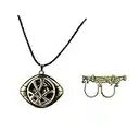 2Pack Doctor Strange Sling Cosplay Ring Props Magic Punk Power Ring With Necklace