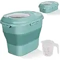 Cereal Rice Food Storage Containers, Collapsible 20 to 50 Lbs Dispenser Bin with Rolling Wheel Airtight Locking Lid, Dog Pet Cat Flour Sugar Plastic Leakproof Sealable Large Kitchen Pantry Holder
