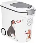 CURVER Conteneur à Croquettes Pour Chien - 12kg / 35L - Grand Rangement Hermétique Anti-Odeurs pour Nourriture pour Chiens - Conteneur à Roulettes et Poignées de Déplacement - 28 x 49 x 43 cm - Blanc