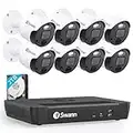 Swann Home Security Camera System with 2TB HDD, 8 Channel 8 Cam, POE Cat5e NVR 4K HD Video, Indoor or Outdoor Wired Surveillance CCTV, Color Night Vision, Heat Motion Detection, LED Light, 876808