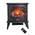 thermomate Electric Fireplace Stove, 23 Inches Portable Freestanding Fireplace with Remote Controller, Realistic Flame and Logs Vintage Design for Home and Office, CSA Approved Safety