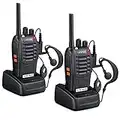 ESYNiC Paio Walkie Talkie Ricaricabile VOX Radio Professionali 16 Canali CTCSS/DCS Lunga Distanza, Portatile con Base per USB Caricabatterie e Auricolari