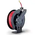 ReelWorks Air Hose Reel Retractable 3/8" Inch x 50' Feet Hybrid Polymer Hose, Max. 300 PSI Compressor Water Plastic Spring Driven Swivel Bracket (L815153HA)