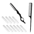 Set di rasoi professionali 12 pezzi, rasoio diradamento dei capelli, coltello modellante da taglio texture, rasoio in acciaio inossidabile, parrucchiere nero, adatto per famiglie e saloni