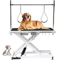 petgroomingtable New Electric Pet Dog Grooming Table Heavy Duty Professtional Electric Lift for Large Dogs with Overhead Arm, Anti-Skid Rubber Desktop and Powerful Motor, 50''/Black