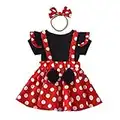 Lito Angels Deguisement Robe Minnie Mouse avec Bandeau Cheveux pour Bebe Fille Taille 6-12 mois, Pois Rouge