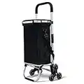 VOUNOT Chariot de Courses 6 Roues en Aluminium avec Compartiment Impermeable Isotherme Caddie de Courses Pliable 3 en 1 Sac Chariot Montant Escalier Noir