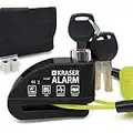 KRASER 6Y Candado Moto Disco Alarma 110dB, Reforzado Impermeable, Cerradura Seguridad, Accesorio Cable Bolsa, Bloqueo 6mm Universal Motocicleta Scooter Bicicleta Eléctrica, Antirrobo Moto con Alarma