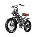 JANSNO Bicicletta elettrica 20" x 4.0 Fat Tire, Shimano 7 velocità, freni idraulici XOD anteriori e posteriori, bicicletta elettrica per adulti, batteria rimovibile 48V 12.8Ah