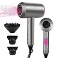 HappyGoo Professional Hair Dryer 2000W Powerful AC Motor Quick Drying Ionic Hairdryer with 2 Speed 3 Heat Setting, Cool Shot Button with 1 Diffuser & 2 Concentrator for Multi Women Man Hairstyles