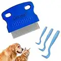 Tire tique 3 tailles + peigne anti puces chat, anti puces chien accessoires anti puces maison et anti tique pour chaton, chat, chiot et chien accessoire toilettage brosse, pince à tique, kit crochet