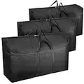 3 Pack 180L Extra Large Sotto Letto Sacchetti Di Stoccaggio Con Cerniere, Più spessi 600D Oxford Waterproof Garden Moving Scatole Di Stoccaggio Per I Vestiti, Duvet, Decorazione Di Natale (nero 180L)