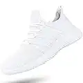 Feethit Womens Slip On Running Shoes Non Slip Walking Shoes Lightweight Gym Workout Shoes Breathable Fashion Sneakers All White Size 9